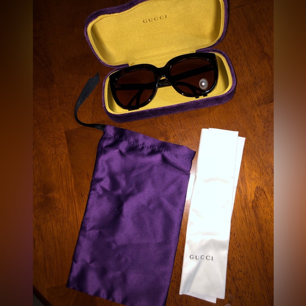 Gucci Havana Tortoiseshell Sunglasses 57mm Brown Lens Women’s NEW Authentic - Picture 2 of 16